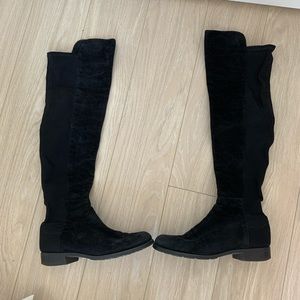 Stuart Weitzman 5050 Suede & Gabardine Boots